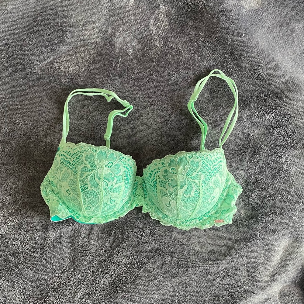 Teal PINK lace bra